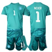 Stroje piłkarskie Niemcy Manuel Neuer #1 Bramkarskie Koszulka Podstawowej dla dzieci MŚ 2026 Krótki Rękaw (+ szorty)